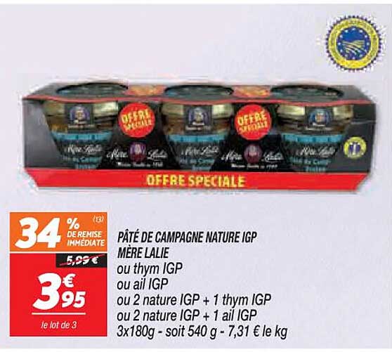 pâté de campagne nature igp mère lalie