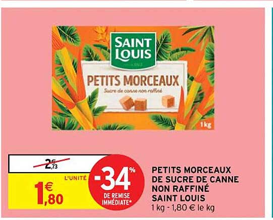 petits morceaux de sucre de canne non raffiné saint louis