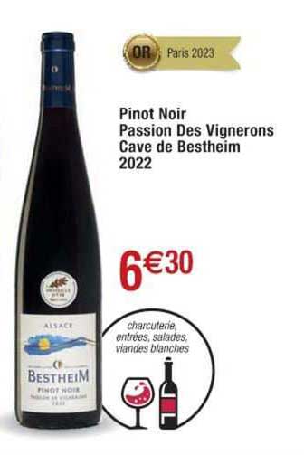 pinot noir passion des vignerons cave de bestheim 2022