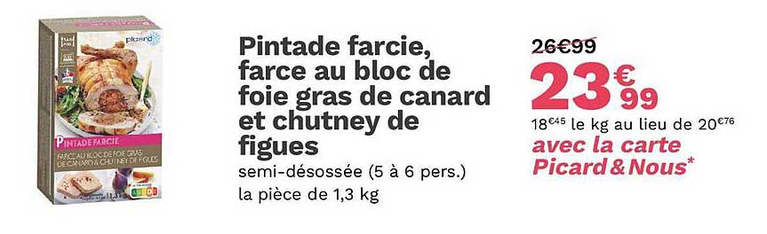 pintade farcies, farce au bloc de foie gras de canard et chutney de figues