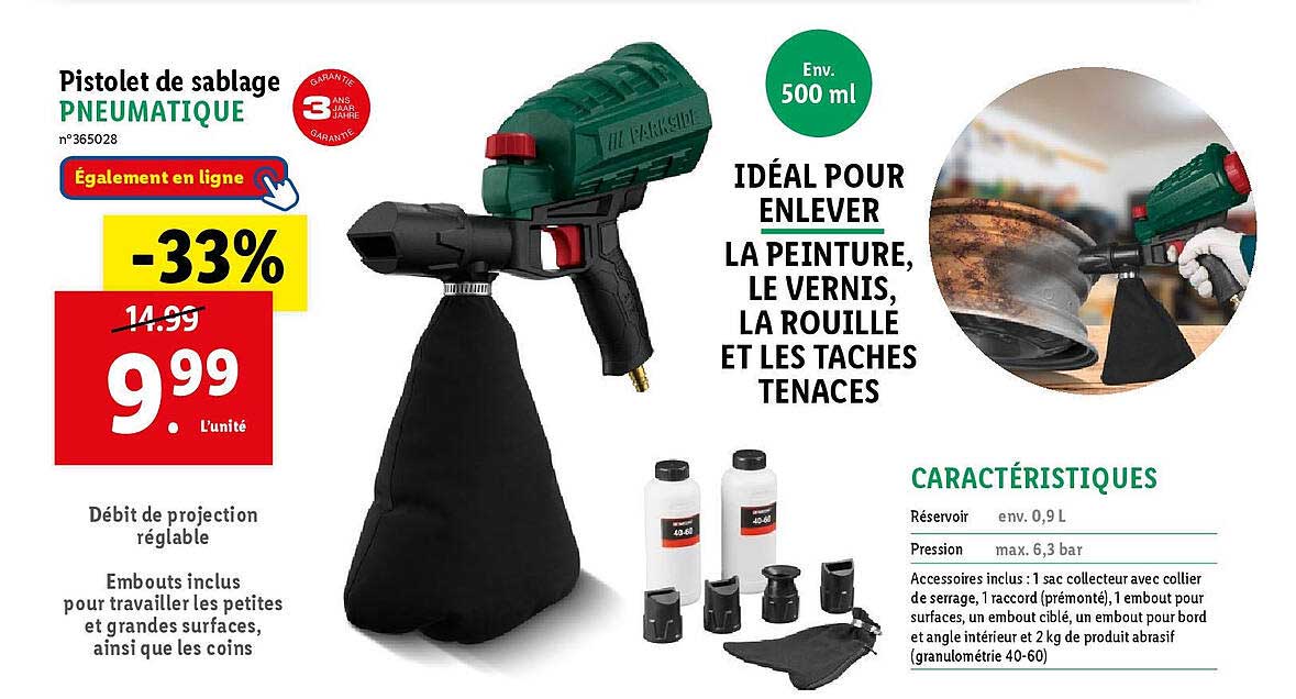 Pistolet à Sablage Pneumatique Parkside