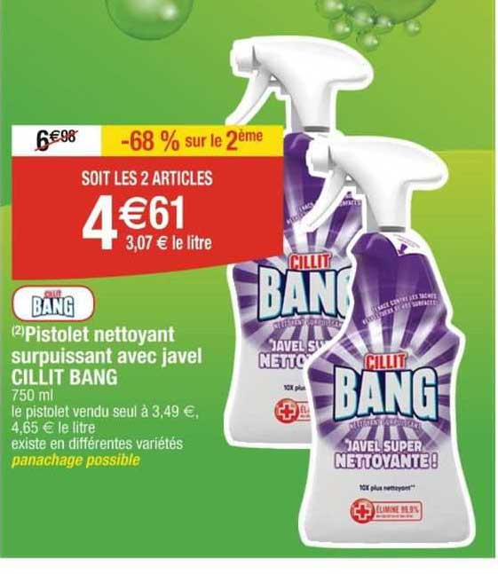 pistolet nettoyant surpuissant avec javel cillit bang