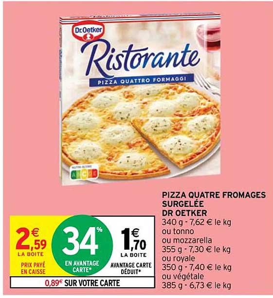 pizza quatre fromages surgelée dr oetker