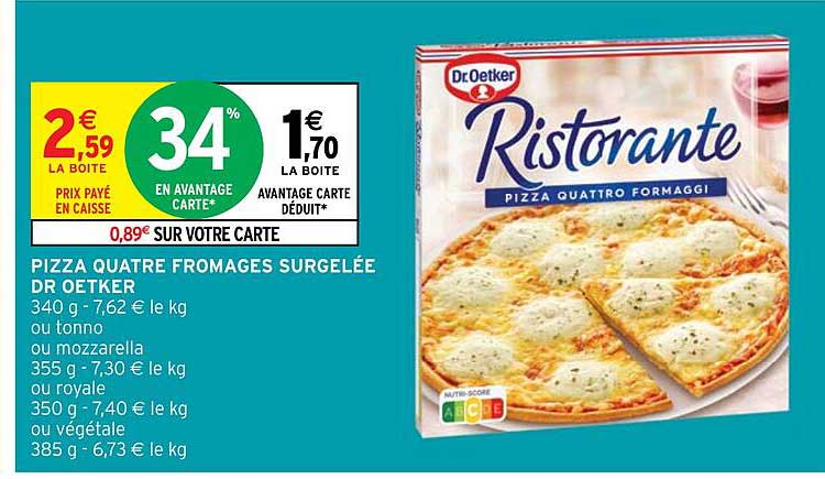 pizza quatre fromages surgelée dr oetker