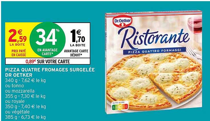 pizza quatre fromages surgelée dr oetker