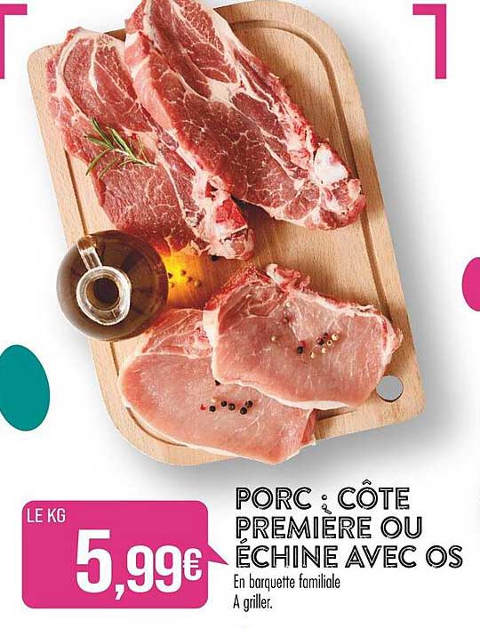 Porc : Côte Première Ou échine Avec Os