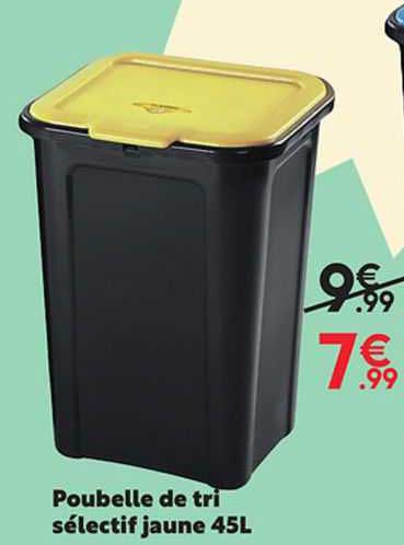 poubelle de tri sélectif jaune 45 l