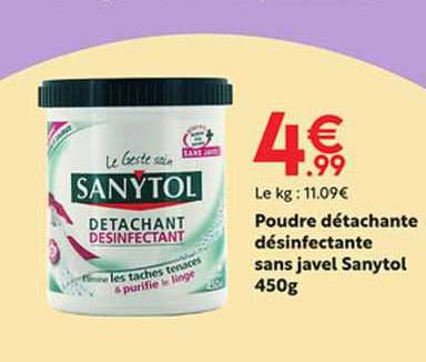 poudre détachante désinfectante sans javel sanytol