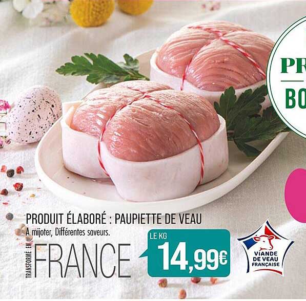 produit élaboré : paupiette de veau