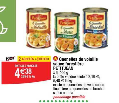 quenelles de volaille sauce forestière petitjean