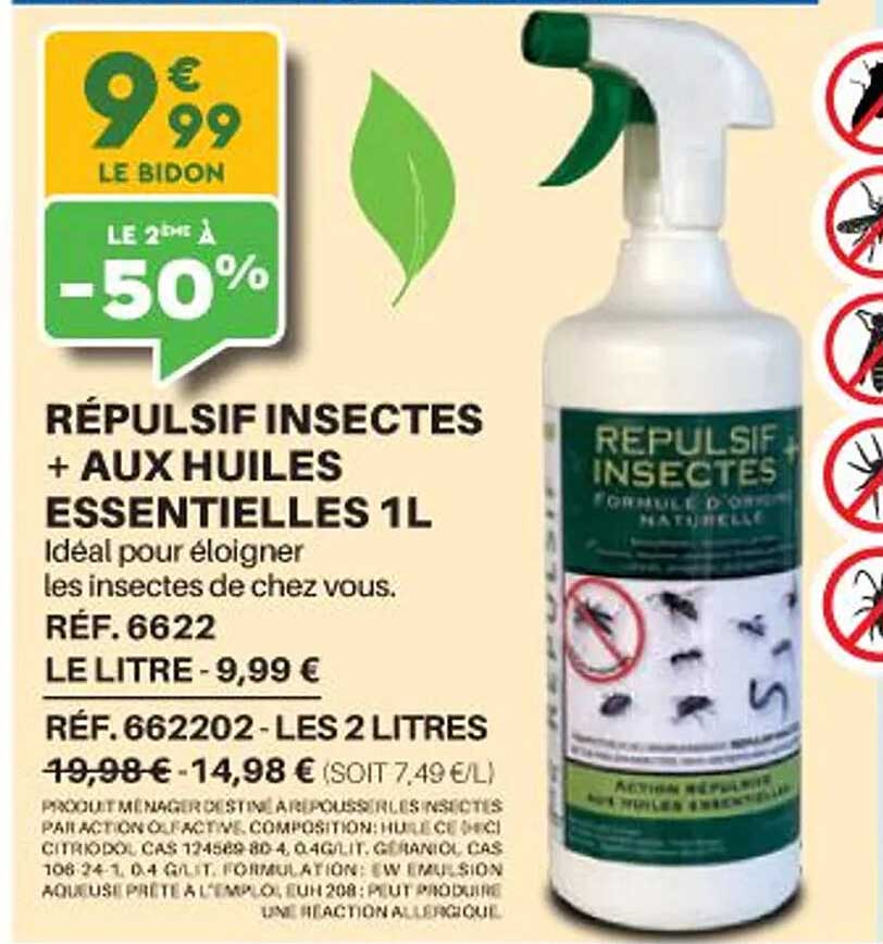 répulsif insectes + aux huiles essentielles 1 l