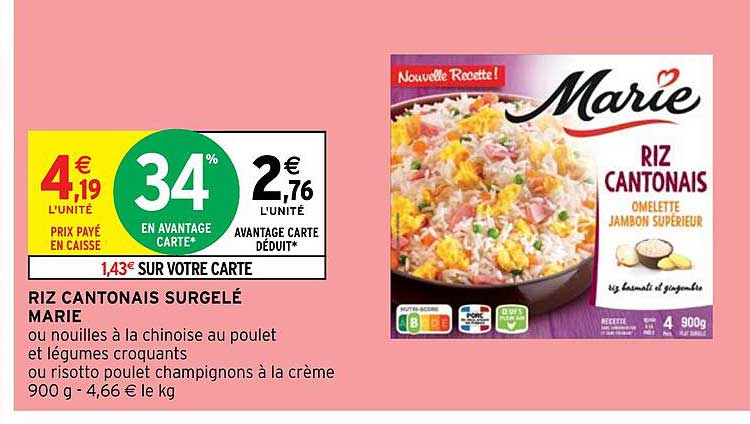 riz cantonais surgelé marie