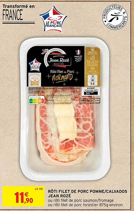 rôti filet de porc pomme/calvados jean rozé