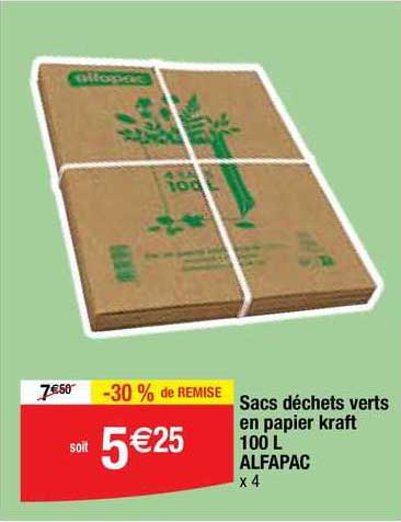 Sacs Déchets Verts En Papier Kraft 100 L Alfapac