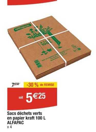 Sacs Déchets Verts En Papier Kraft 100 L Alfapac