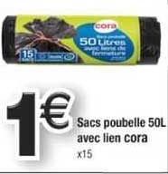 Sacs Poubelle 50 L Avec Lien Cora
