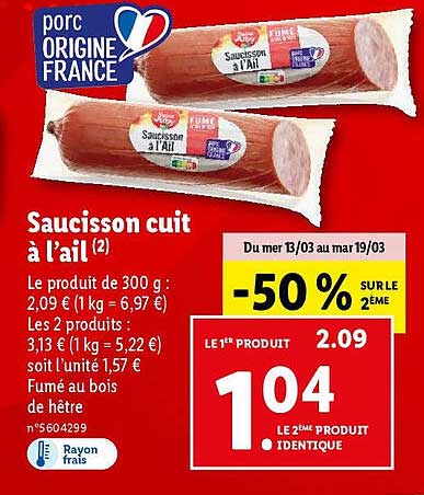 saucisson cuit à l'ail saint alby