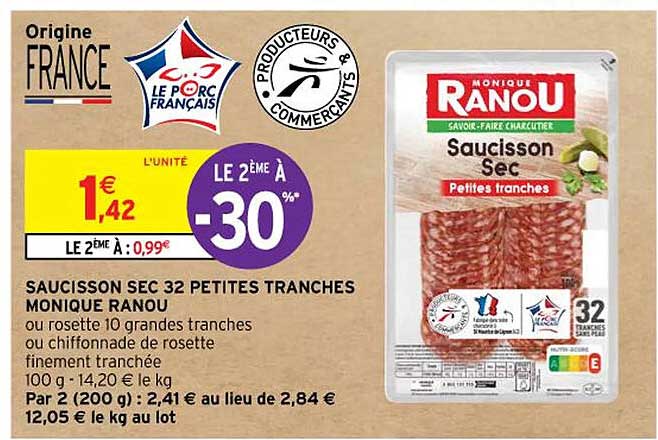 saucisson sec 32 petites tranches monique ranou