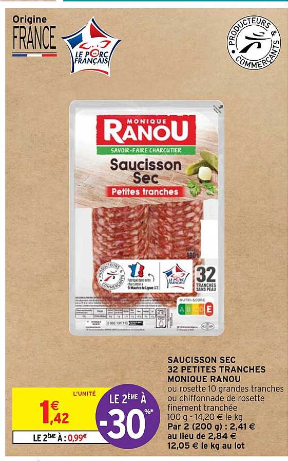 saucisson sec 32 petites tranches monique ranou