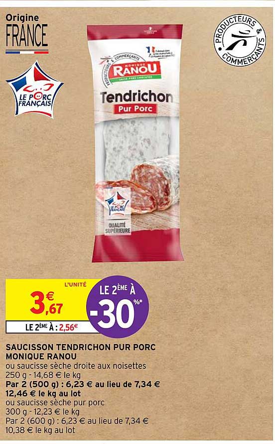 saucisson tendrichon pur porc monique ranou