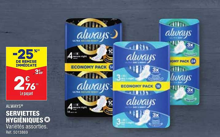 serviettes hygiéniques always