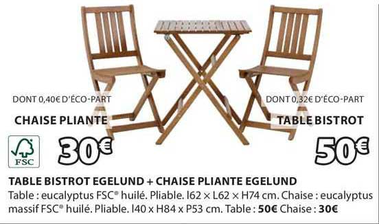 Table Bistrot Egelund + Chaise Pliante Egelund