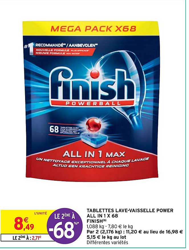 tablettes lave-vaisselle power all in 1 x 68 finish
