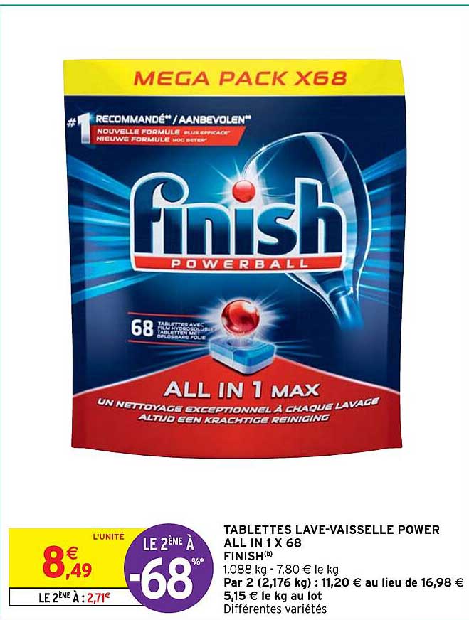 tablettes lave-vaisselle power all in 1x 68 finish