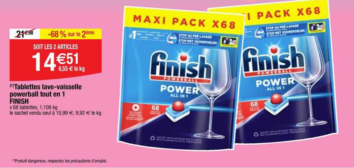 tablettes lave-vaisselle powerball tout en 1 finish