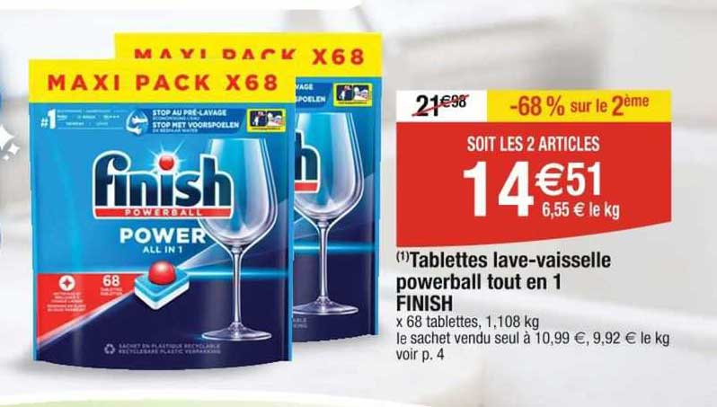 tablettes lave-vaisselle powerball tout en 1 finish