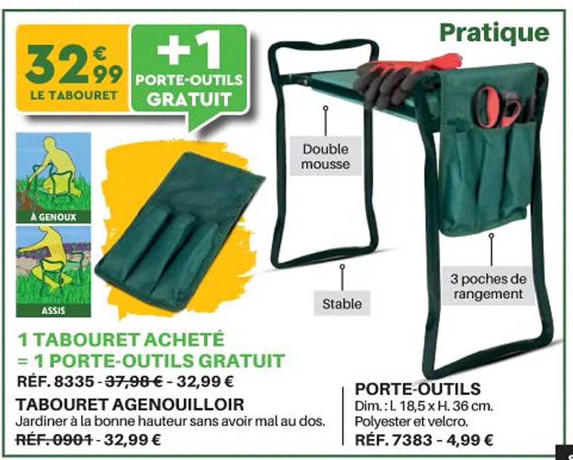 tabouret agenouilloir porte-outils