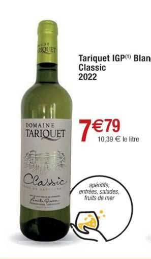 tariquet igp blanc classic 2022
