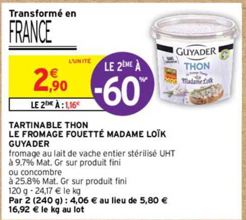 tartinable thon le fromage fouetté madame loïk guyader