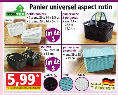 toptex panier universel aspect rotin