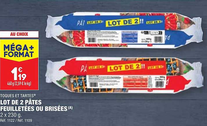 toques et tartes lot de 2 pâtes feuilletées ou brisées
