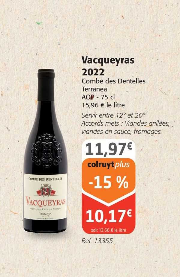 vacqueyras 2022 combe des dentelles terranea aop