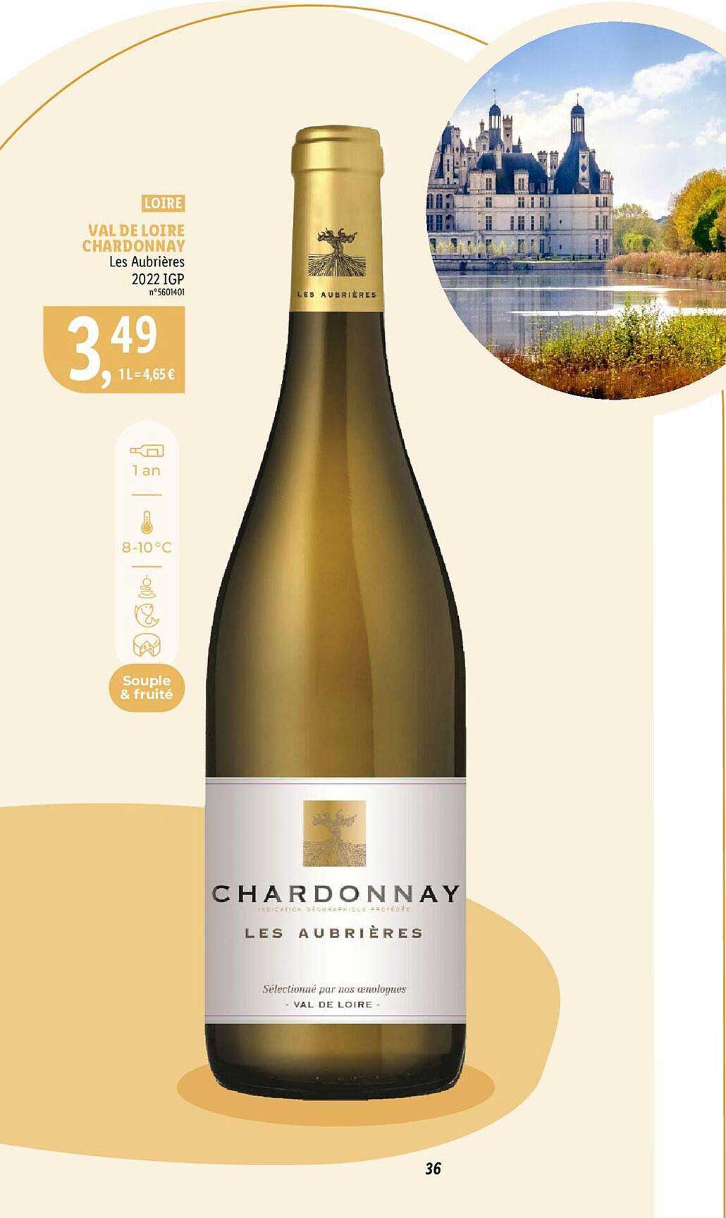 val de loire chardonnay les aubrières 2022 igp