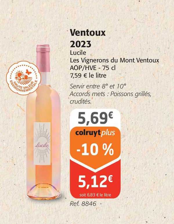 ventoux 2023 lucile les vignerons du mont ventoux aop/hve