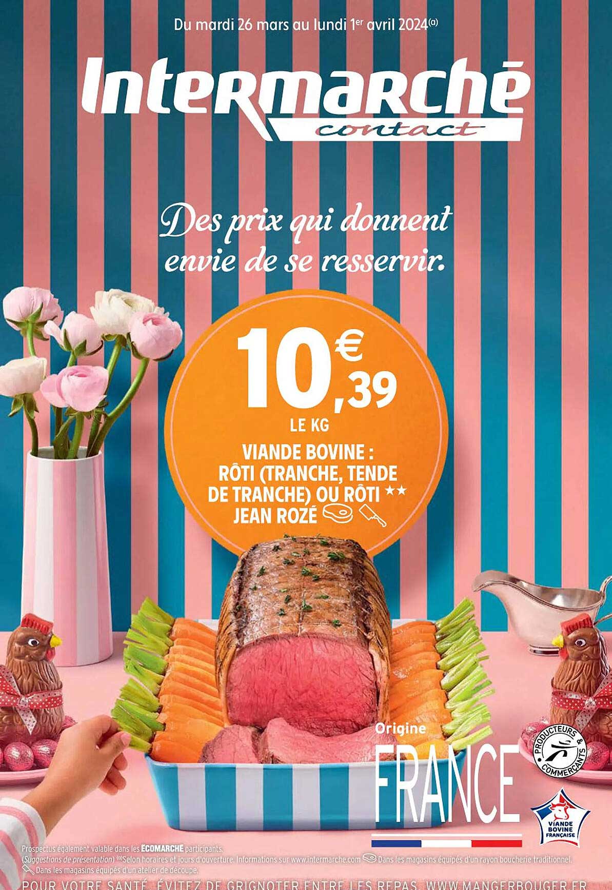 viande bovine: rôti (tranche, tende de tranche) ou rôti** jean rozé