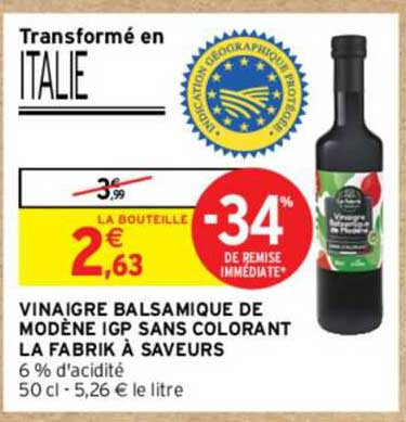 vinaigre balsamique de modène igp sans colorant la fabrik à saveurs
