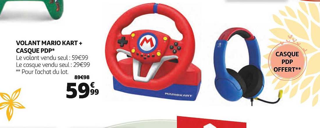 volant mario kart + casque pdp