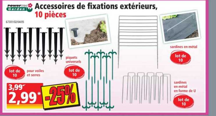 accessoires de fixations extérieurs power garden 10 pièces