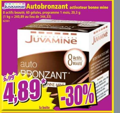 autobronzant activateur bonne mine juvamine