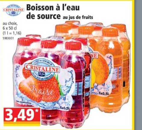 boisson à l'eau de source au jus de fruits cristaline