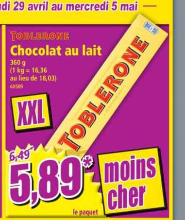 Chocolat Au Lait Toblerone