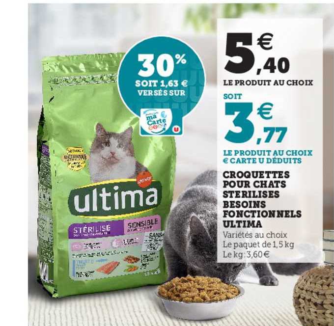 croquettes pour chats stérilisés besoins fonctionnels ultima