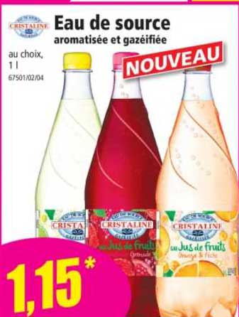 eau de source aromatisée et gazéifiée cristaline