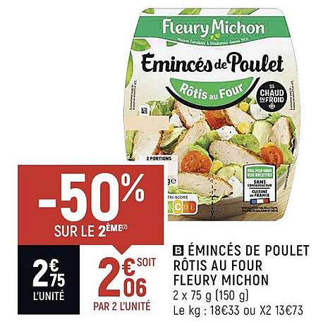 émincés de poulet rôtis au four fleury michon