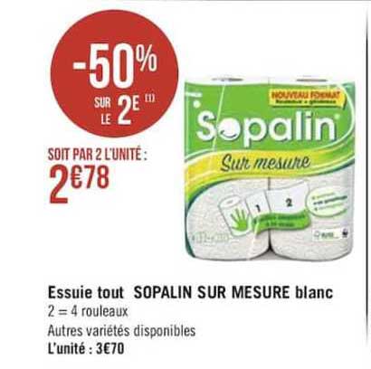 essuie tout sopalin sur mesure blanc