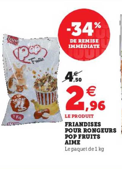 friandises pour rongeurs pop fruits aimé